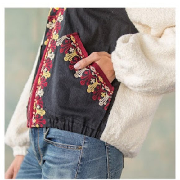 SOLD: Free People Aztec SW Boho Embroidered Two Faced Sold Out Online Oversized - Picture 14 of 16